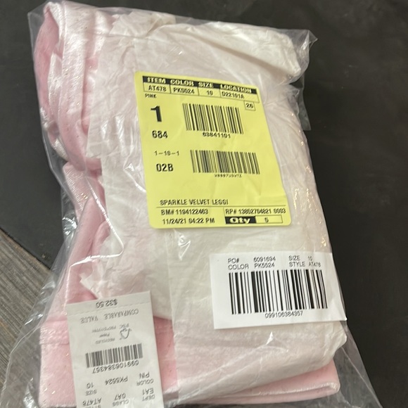BNWT- Crewcuts Pink Sparkle Leggings- sz 10 - Picture 2 of 5